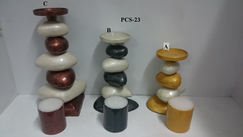 Pillar Candle Stand - Ceramic, Square Base, Multicolor | Elegant Design, Durable, Versatile Use, Easy Assembly