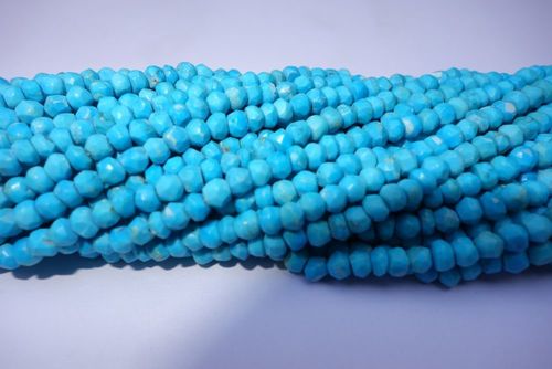 Round Brilliant Cut Turquoise Faceted Rondelle