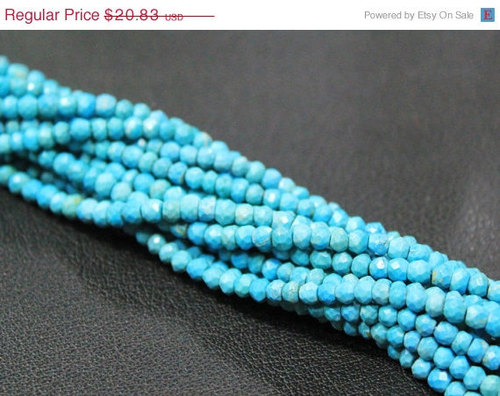 Round Brilliant Cut Turquoise Faceted Rondelle