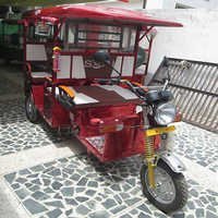 Electric Battery Rickshaw - Iron Material, Open Body Type, Red Color | Environmentally Friendly, Low Maintenance, 6-month Warranty