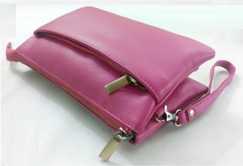 Fuscia Leather Stylish Clutch Bag