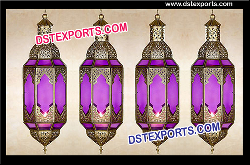 Purple Hanging Moroccan Lanterns For Decoration