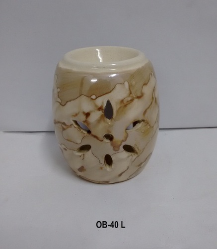 Oil Burner - Ceramic, 8x8x10cm, Beige, 10W | Electric, 100ml Capacity, Aromatic Infusion, Decorative Accent