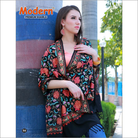 Fancy Shawl - Viscose, Standard Size | Black and Multicolor Printed, Fringe Closure for Bridal and Daily Use