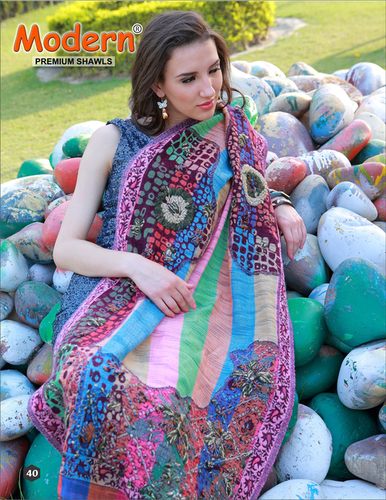 Multicolor Heavy Work Shawls