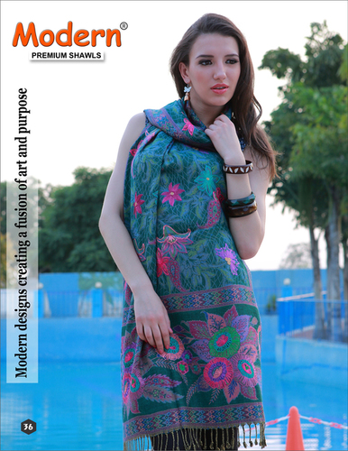 Green And Multicolor Chiffon Shawls