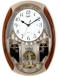 Musical Wall Clock - Glass, Metal & Wood Material, 16x12 Inches | Charming Motion, Elegant Design, Melodious Tunes, Intricate Details