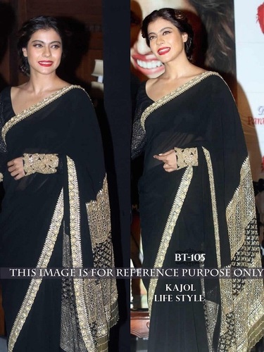 Black Designer Weight Georgette Saree