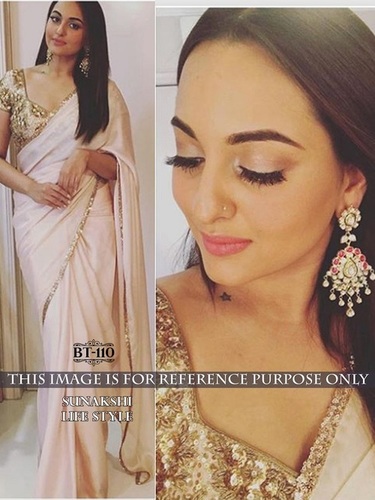 White And Golden Designer Exclusive Georgette Saree