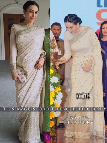 Cream Designer Fancy Georgette Saree