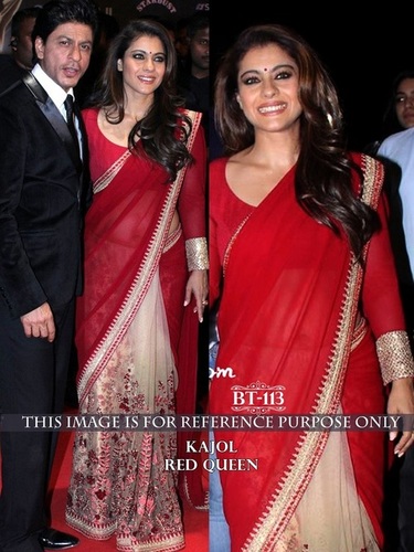 Red And Cream Designer Fancy Georgette Net Saree