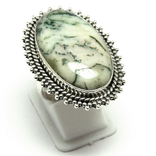 Lavender Dreams Tree Agate 925 Sterling Silver Ring