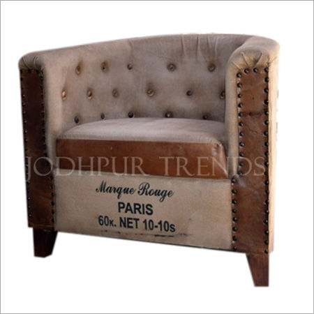 Canvas Leather Industrial Sofa
