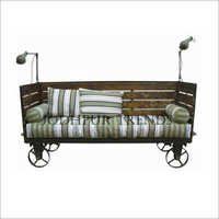 Reclaimed Wood Iron Frame Sofa - Finish: Polished
