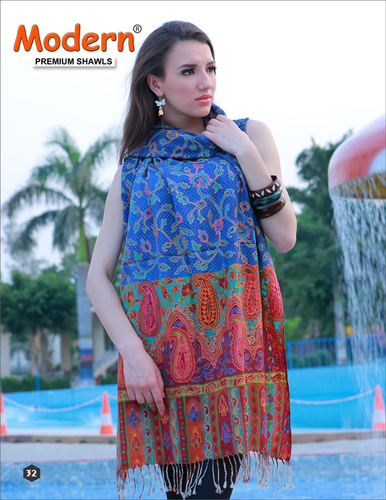Blue And Red Evening Shawls