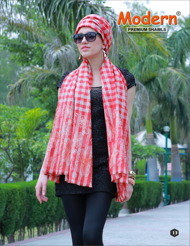 Stylish Shawls - Viscose, Standard Size, Red | Machine Made, Printed Design for Bridal and Daily Use