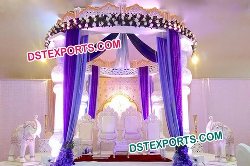 Aladdin Indian Wedding Mandap - Fiberglass, Varied Dimensions, White, Round | Elegant Design, Durable Material, Easy Assembly, Customizable