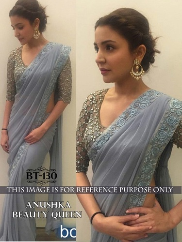 Designer Exclusive Bollywood Saree - Georgette Fabric, 6.30 Meter Length, Gray Color | Multi-Sequence Handwork, Breathable and Washable for Party Wear
