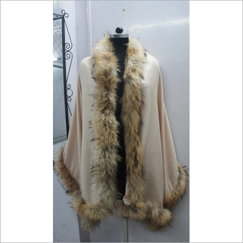 Camel Color Silk Pashmina shawls with Fur 2017