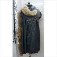 Knitted Pashmina Wool Shawls with fur & Crystal