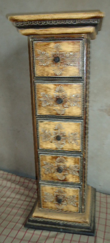 HANDICRAFT Drawer - Solid Wood, 40x20x100cm, Beige | Five Drawers, Handcrafted, Elegant Classic Design