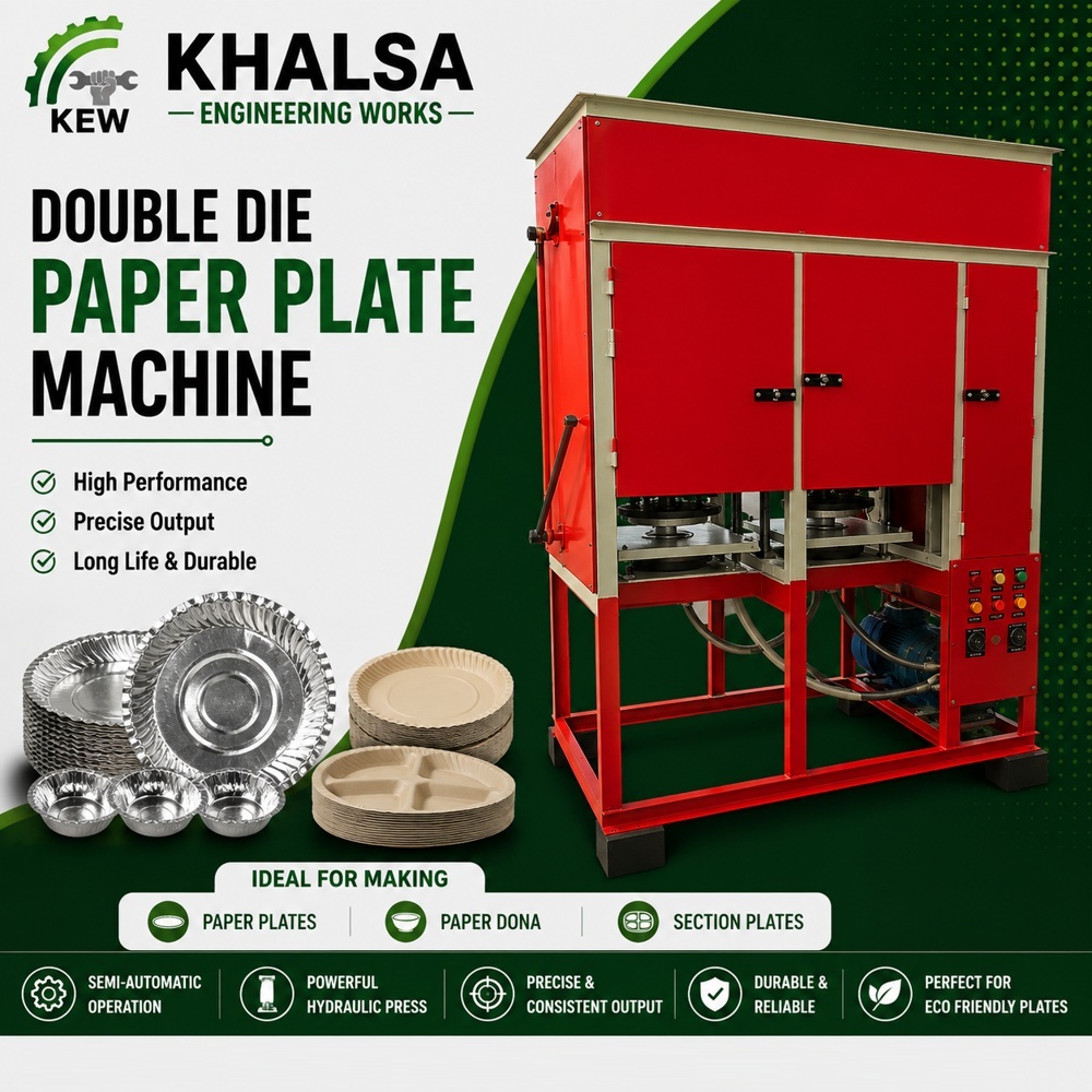 Double Die Paper Plate Making Machine - Color: Blue