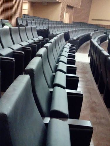 Auditorium Stylish Chairs - Upholstered Fabric, Variable Dimensions, Black | Adjustable Backrest, Flexible Armrest, Durable Design