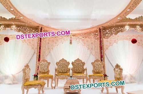 Indian Wedding Hand Craved Mandap Chairs Set
