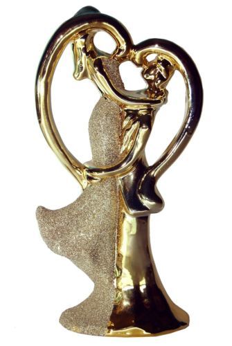 Valentine Gifts Romantic Love Couple Sculpture Lovers Statue Golden Color