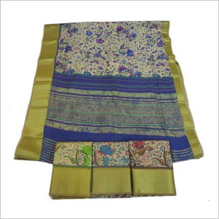 Cotton Zari Border Printed Fabrics