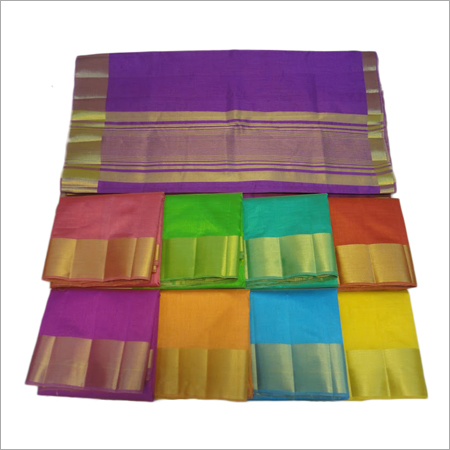 Tassar Zari Border Dyed Fabrics