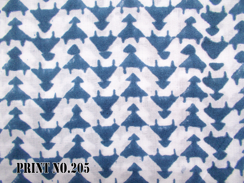 5 यार्ड हैंड ब्लॉक प्रिंट 100% कॉटन फैब्रिक जियोमेट्रिकल अपडाउन डिज़ाइन