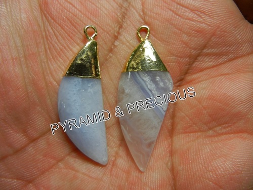 BLUE LACE AGATE ELECTROPLATED PENDANT