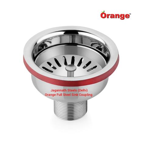 Orange Full Steel Sink Coupling - 4 Inch Round Stainless Steel Glossy Surface Finishing - Rust Proof Quality Above Counter Installation