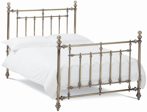 Wooden Bed - Metal, Single Size, Silver | Elegant Design, Sturdy Frame, Durable Material, Easy Assembly, Comfortable Sleep, Antique Finish