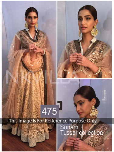 Fancy Designer Stylish Bollywood Party Wear Saree - Fabric: Net, Size: 5.50m, Color: Golden, Work: Embroidered with Lace Detailing | Ideal for Spring & Summer Occasions