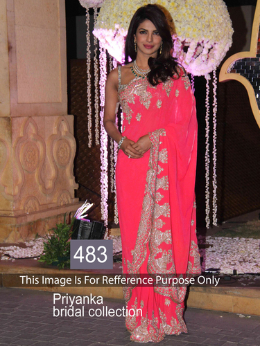 Fancy Designer Stylish Bollywood Party Wear Saree - Georgette Fabric, 5.50 Meter Length, Pink Color | Multi/Sequence Embroidery, Stones Decoration, Breathable & Ethnic Design