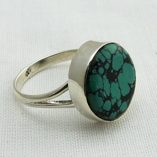 Precious Green Turquoise 925 Sterling Silver Ring