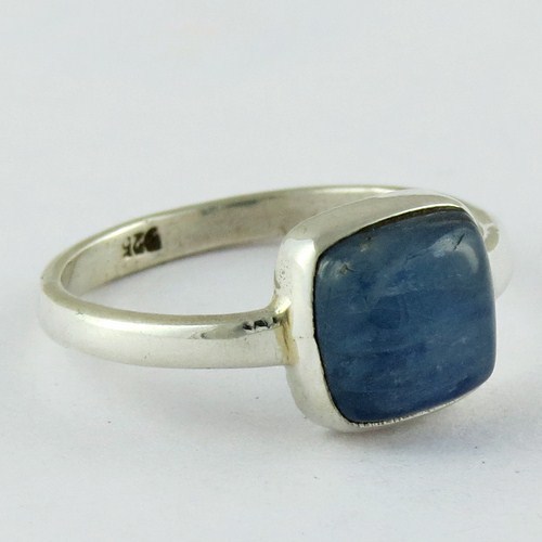 Rare Deep Blue Kyanite 925 Sterling Silver Ring