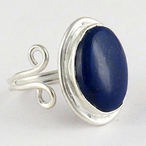 Excellent Blue Lapis 925 Sterling Silver Oval Shaped Ring