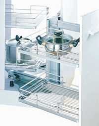 Magic Corner Kitchen Unit - Stainless Steel, Space-optimizing Design | Durable Chromium Plated Baskets, Modern Indian Style