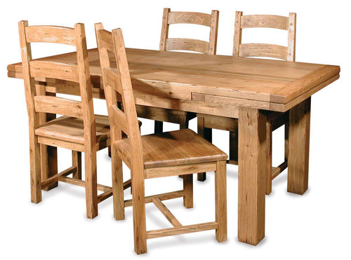 Dinning Sets - Solid Wood, Table 150x90x76cm, Brown | Stylish Design, Space Saving, Comfortable Seating
