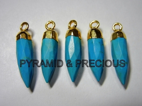 TURQUOISE SPIKES SHAPE ELECTROPLATED PENDANT