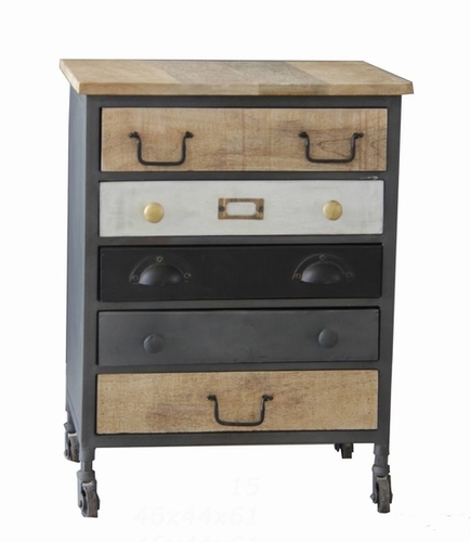Industrial Furniture - Metal Wood 30x40x60cm Gray, Matte Finish | Durable, Stylish, Spacious, Multi-Functional, Easy Assembly