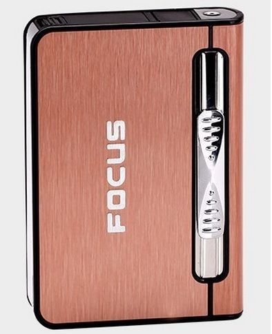 Metallic Cigarette dispenser case with inbuild lighter YH 002 (Random Colour)