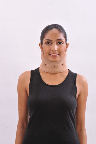 Cervical Collar - Fabric, Adjustable Size, Beige | Neck Support, Skin Friendly, Comfortable Fit, Hook and Loop Fastening