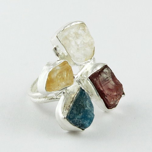 Garnet_Citrine_Rose Quartz 925 Sterling Silver Ring
