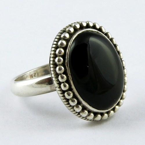 Black Onyx Silver Ring