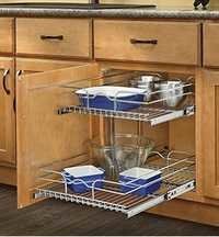 Kitchen Cabinet - Steel Pull Out Basket , 12-20 Inch Deep Design With Smooth Glide Roller System For Organizing Kitchen Essentials