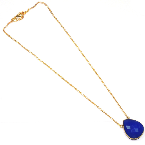 Blue Chalcedony 925 Sterling Sliver Necklace Bezel Jewelry